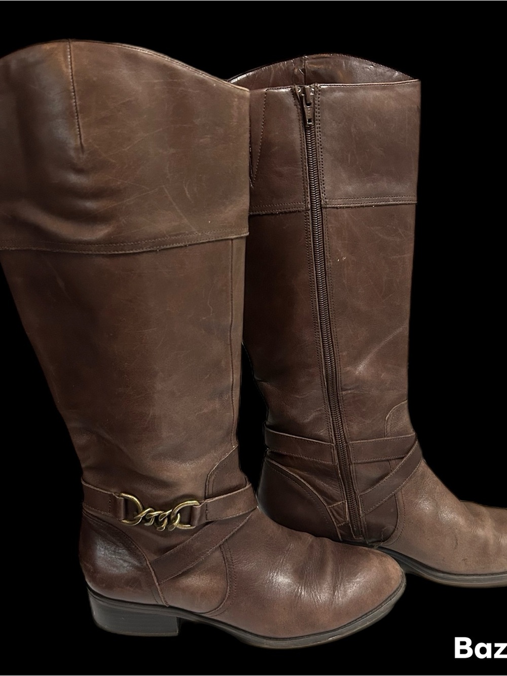 Lauren Ralph Lauren Brown Leather Knee-High Heeled Boots